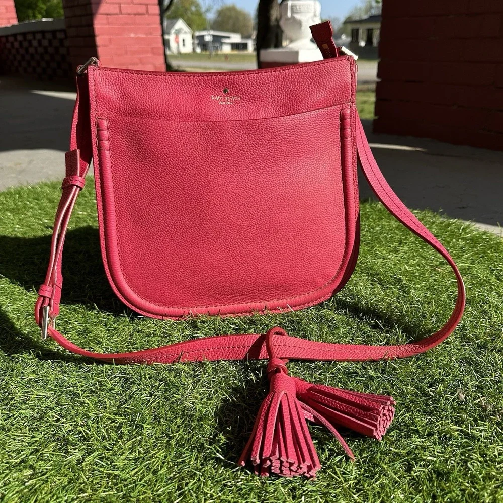 Kate Spade Orchard Street Hemsley‎ Saddle Bag Pink Pebbled Leather Crossbody